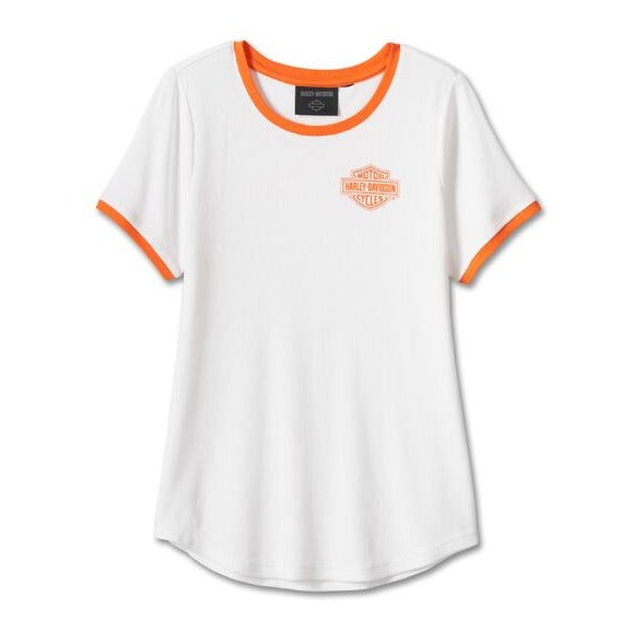 ♀  T-Shirt B&S, Weiß/Orange, 96117-24VW