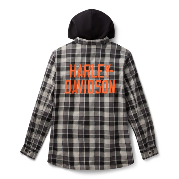 ♂ Hemd mit Kapuze, Grau Kariert, 96730-25VM