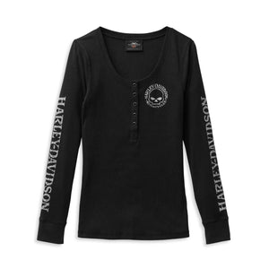 ♀ Longsleeve Skull, Schwarz, 99099-22VW