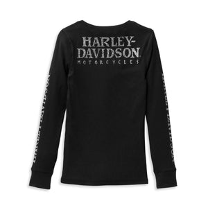 ♀ Longsleeve Skull, Schwarz, 99099-22VW