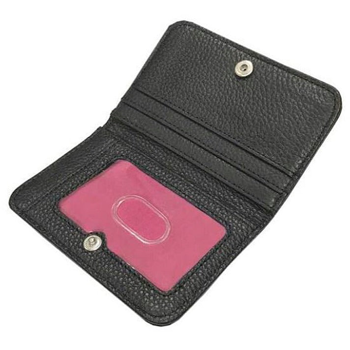 Geldbörse Nieten Leder, Schwarz/Pink, RD4975L-Black