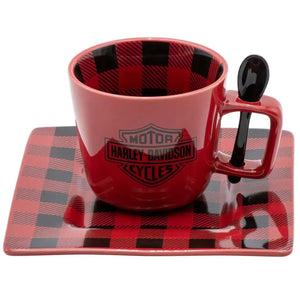 Tasse und Teller, Schwarz/Rot, HDX-98669