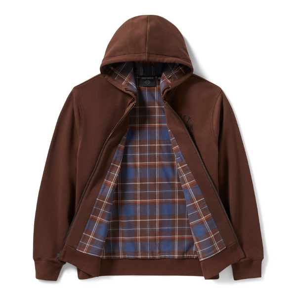 ♂ Gefütterter Zip Hoodie, Braun, 96784-25VM