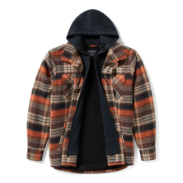 ♂ Hemdjacke Gefüttert, Hellbraun/Orange Kariert, 96808-25VM