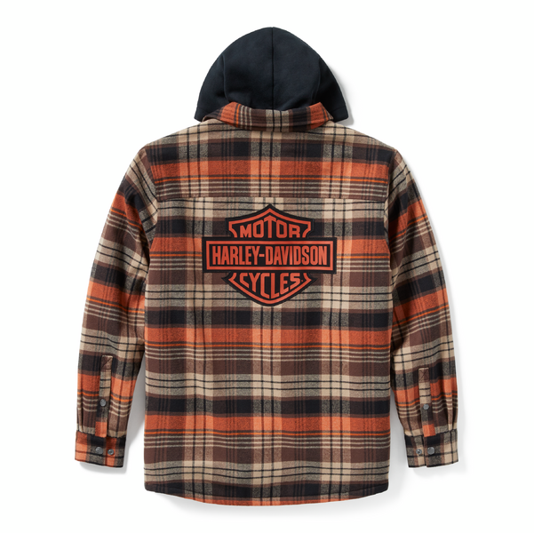 ♂ Hemdjacke Gefüttert, Hellbraun/Orange Kariert, 96808-25VM