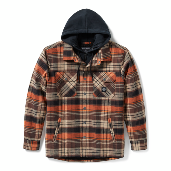 ♂ Hemdjacke Gefüttert, Hellbraun/Orange Kariert, 96808-25VM