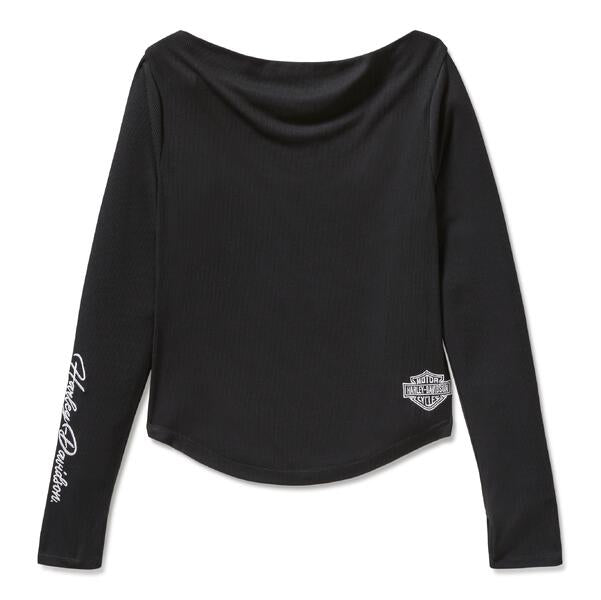 ♀ Longsleeve, Schwarz/Weiß, 96759-25VW