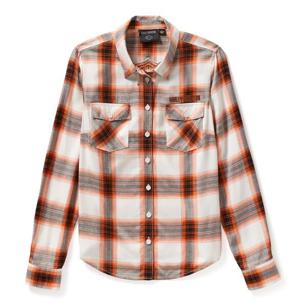 ♀ Damen-Hemd B&S, Orange/Schwarz/Weiß, 99258-25VW