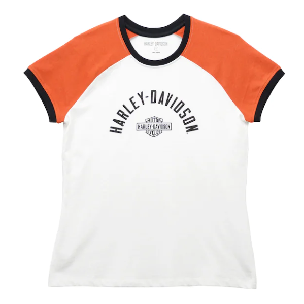 ♀  T-Shirt Vintage,Weiß/Orange/Schwarz, 96607-22VW