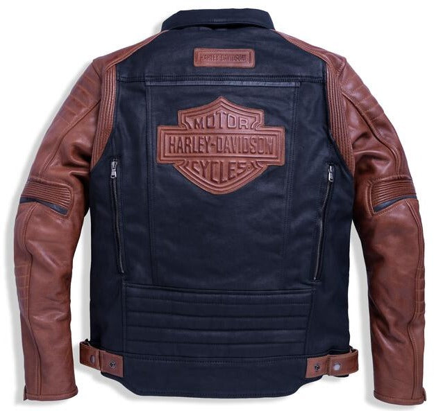 ♂  CE Motorradjacke Textil/Leder, Schwarz/Braun, 97165-23EM